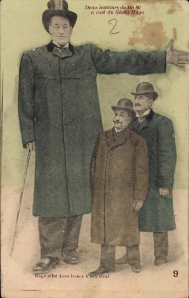 Postcard Giant Man, Giant, Portrait, Coat, Top Hat