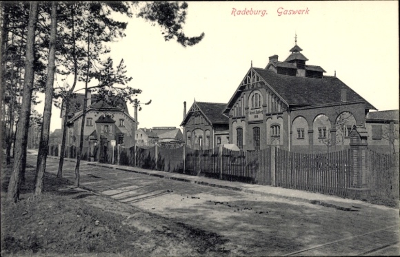 Postcard Radeburg in Saxony, gasworks