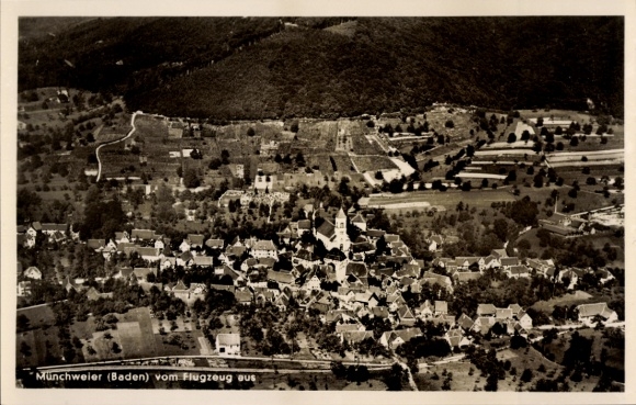 Ak Münchweier Ettenheim in Baden, luchtfoto