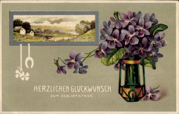 Postcard Congratulations Birthday, Lilac, Clover