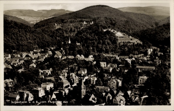 Ak Jugenheim an der Bergstraße Hessen, Fliegeraufnahme der Stadt