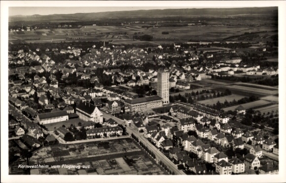 Ak Kornwestheim in Württemberg, Fliegeraufnahme