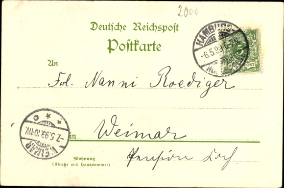 Postcard Hamburg, old and new Jungfernstieg