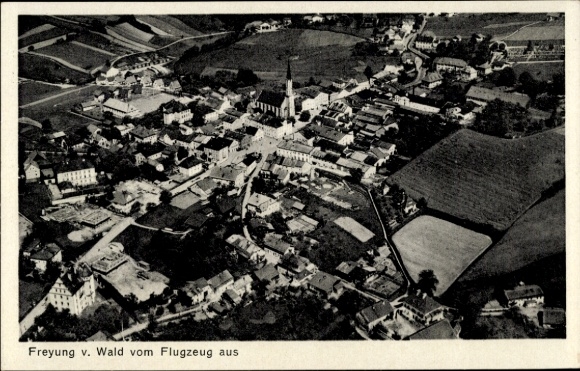 Postcard Freyung in the Bavarian Forest, aerial photograph