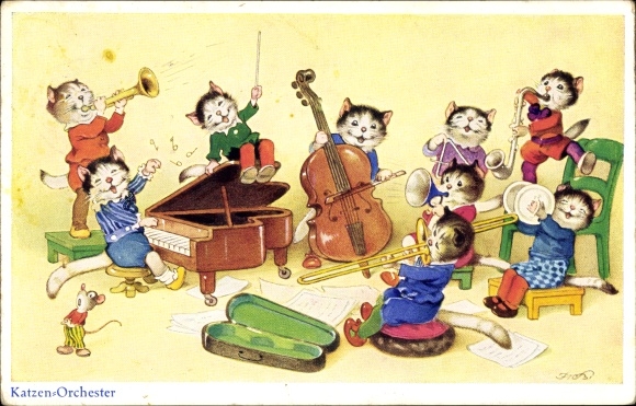 Künstler Ak Baumgarten, Fritz, Katzenorchester