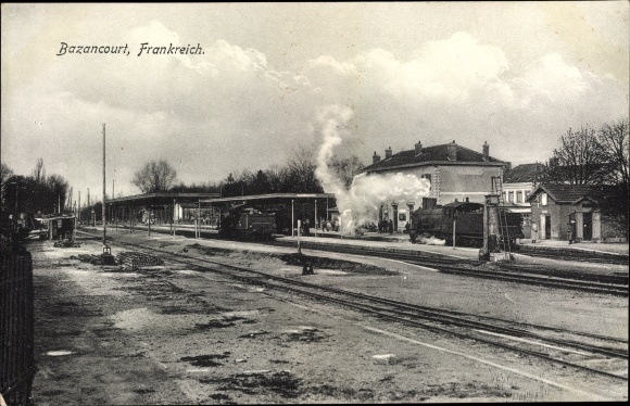 Postcard Bazancourt Vosges, Bahnhof