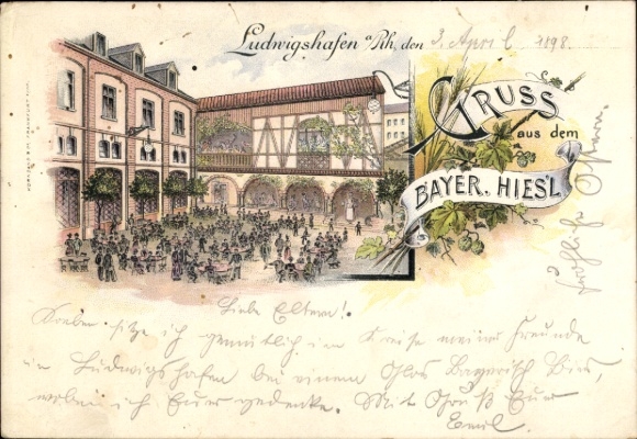 litho Ludwigshafen am Rhein, Bayer-restaurant. Hies'l
