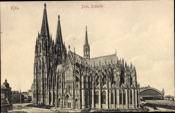 PC Cologne on the Rhine, Cologne Cathedral, south side, detailed drawing, published by F. Szesztokat
