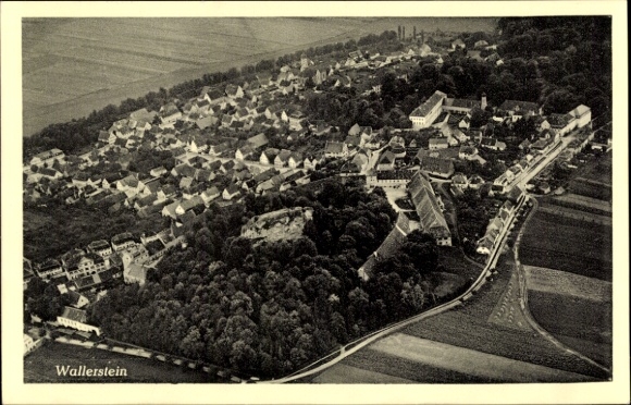 Postcard Wallerstein in the Swabian district of Donau Ries, aerial photograph of the town