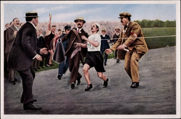 Collection picture Olympia 1936, Olympic Games London 1908, marathon runner Dorando at the finish