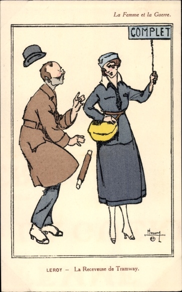 Artist Postcard Leroy, Women and War, The Tramway Receiver