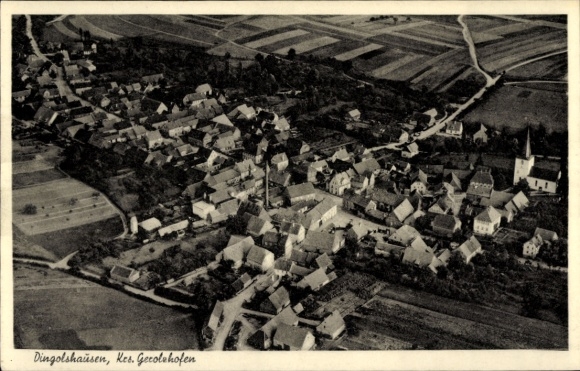 Postcard Dingolshausen in Lower Franconia, aerial photograph