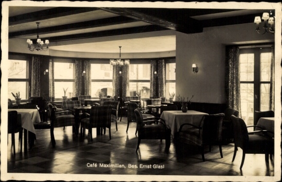 Postcard Gmund am Tegernsee Upper Bavaria, Café Maximilian, interior
