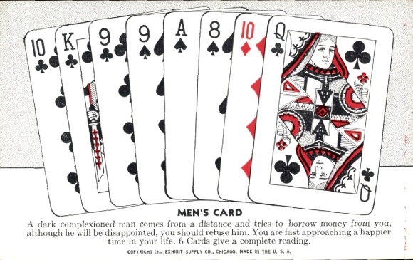 Postcard Playing Cards, Card Reading, Men's Card