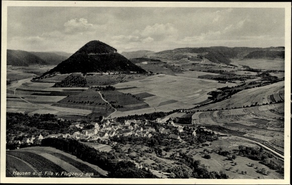 Postcard Hausen an der Fils Bad Überkingen in Württemberg, aerial photograph