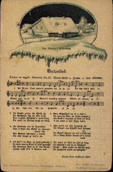 30 individual song cards, Anton Günther