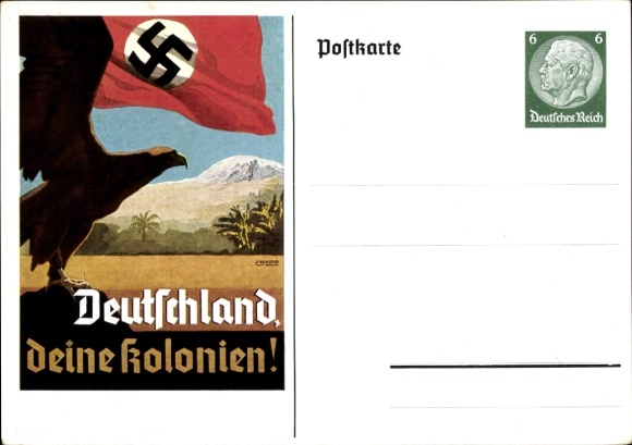 KP pocztowa Niemcy, wasze kolonie, orzeł, Reichskollegialbund Dresden 1938, PP 127 E1