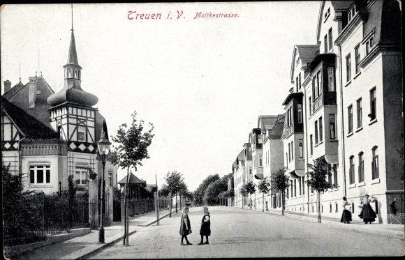 Postcard faithful in the Vogtland, Moltkestraße, children