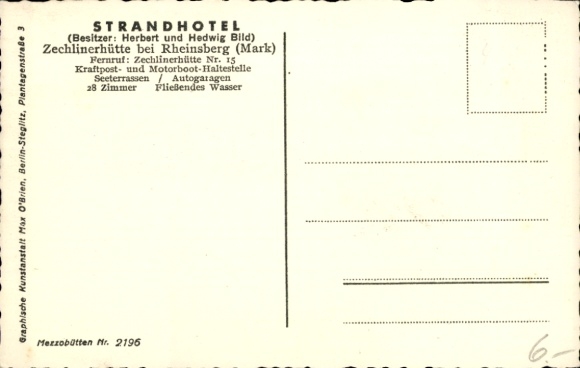 Postcard Zechlinerhütte Stadt Rheinsberg in der Mark, beach hotel, garden area with fountain