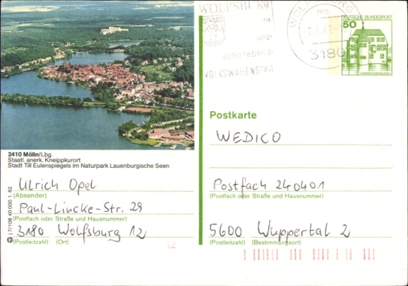 Postcard Mölln in Lauenburg, panorama, aerial photograph