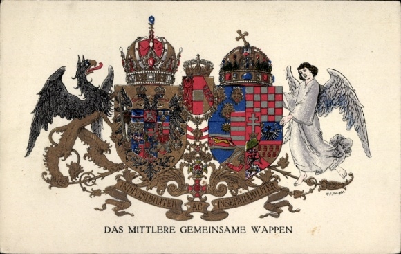 Coat of arms Postcard The middle common coat of arms, Austria Hungary
