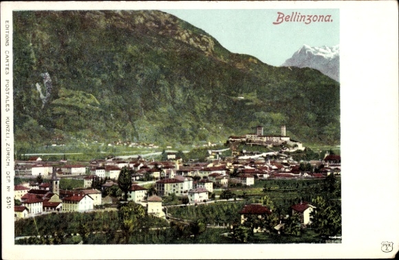KP Bellinzona Canton Ticino, krajobraz górski, widok na miasto, Szwajcaria,