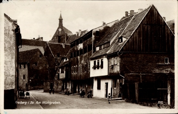 Ak Freiberg in Sachsen, Am Mühlgraben, Kinder, Puppenwagen