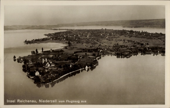Ak Niederzell Insel Reichenau Bodensee, Fliegeraufnahme