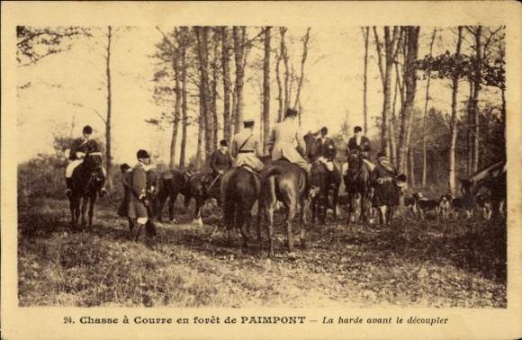 CPA Paimpont Ille-et-Vilaine, Chasse à Courre en forêt, La harde avant le découpler