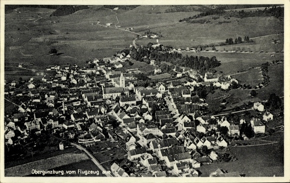 Ak Obergünzburg im Allgäu, Fliegeraufnahme