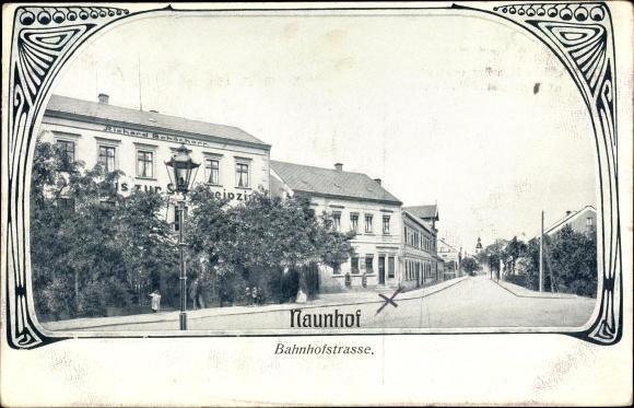 Jugendstil Ak Naunhof im Kreis Leipzig, Bahnhofstraße