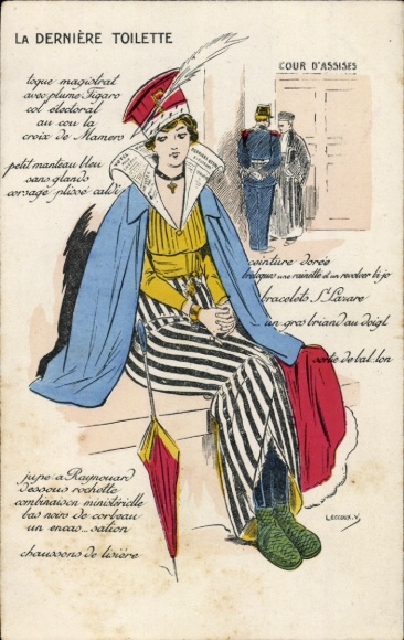 Artist Postcard Criminal in Prison, Striped Clothes