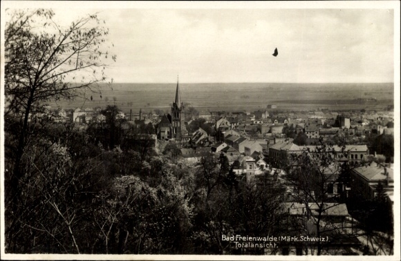 Postcard Bad Freienwalde an der Oder, total view of the town, view of the church