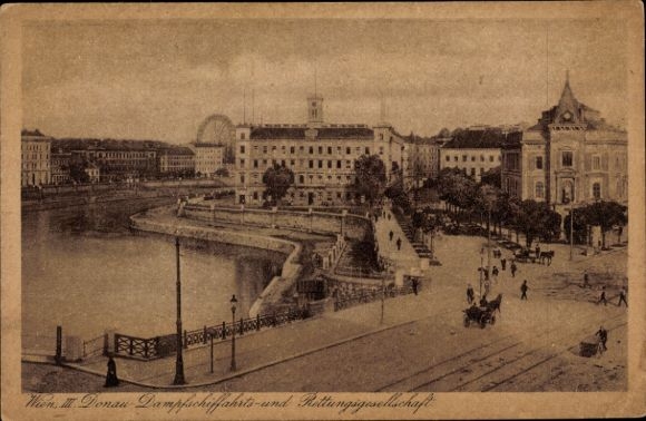 Postcard Wien 3 Landstraße, Steamship and Rescue Company