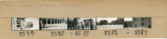 Contact print photos Berlin Reinickendorf Wittenau, town hall, fire department, 5 photos approx. 2x4 cm