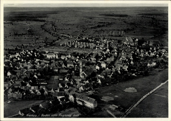 Postcard Kronau in Baden, aerial photograph