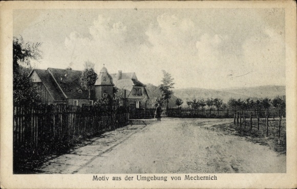 Postcard Mechernich North Rhine Westphalia, street section with residential building, residents