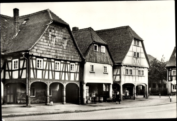 PC Hirschfeld in Saxony, Laubenhäuser am Markt, half-timbered