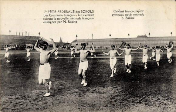 CPA Fête Fédérale des Sokols, Les Gymnastes français