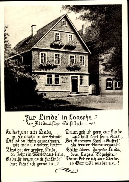Gedicht Ansichtkaart Bad Laasphe Noordrijn-Westfalen, Zur Linde, Altdeutsche Gaststube