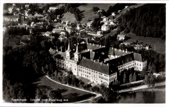 Postcard Tegernsee in Upper Bavaria, castle, aerial photograph