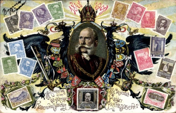 Briefmarken Ak Kaiser Franz Josef I., Regierungsjubiläum
