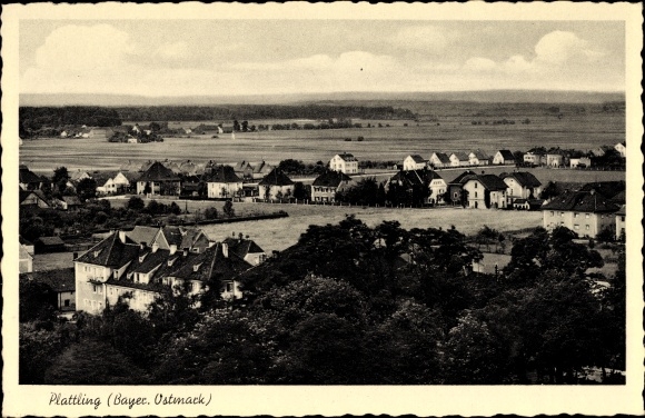 Postcard Plattling im Gäuboden Niederbayern, total view of the place