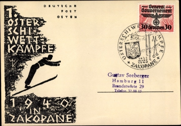 Künstler Ak Zakopane Polen, 1. Osterskiwettkämpfe 1940