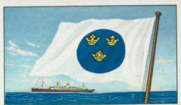 Verzamelbeeld rederijvlaggen van de wereldkoopvaardijvloot nr. 133, Svenska America Lines, Göteborg