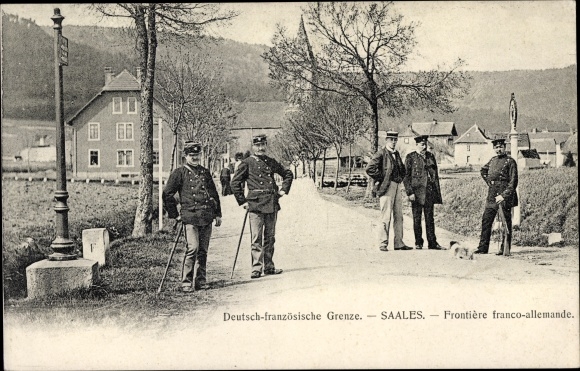 Postcard Saales Saal Alsace Bas Rhin, German French border, Frontière franco allemande