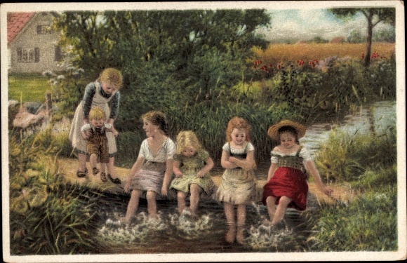 Artist PC Bergen, Claus, spetterende kinderen, meisjes op het water