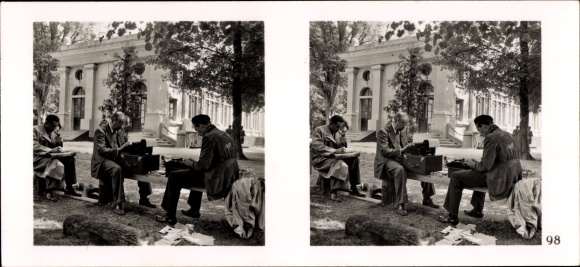 Stereo spatial image photo "The Struggle in the West" No. 98, foreign press in Compiegne