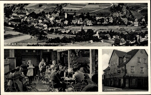 Postcard Waldmichelbach Wald Michelbach in the Odenwald Hesse, Panorama, Gasthof Löweneck