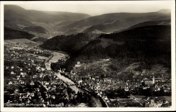 PC Gernsbach in the Murgtal Black Forest, long shot, aerial photo